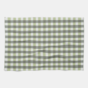 Linge De Cuisine Gris vert carrelé graphique