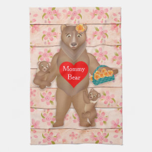 Linge De Cuisine Grizzly maman ours avec des petits, maman amour!