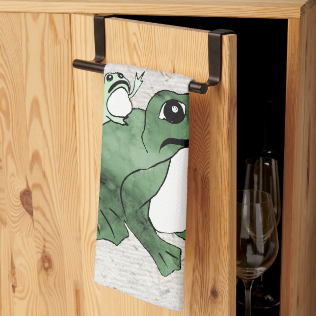 Linge De Cuisine Grosse grenouille Petit crapaud japonais 19e siècl (Pliage en tiers)