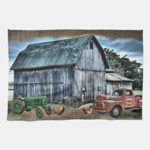 Linge De Cuisine Grotte Rustique ferme Truck Tracteur Rooster Hen