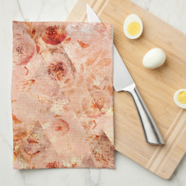 Linge De Cuisine Grunge motif floral. Arrière - plan de corail.