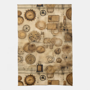 Linge De Cuisine Grunge Rustic Steampunk Horloge (4)