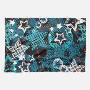 Linge De Cuisine Grunge star motif, design pour enfants ludique.