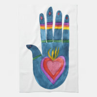 Guérison mains hamsa palm rainbow cuisine serviett