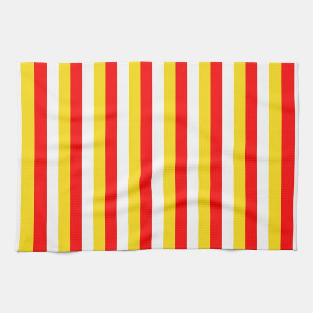 Linge De Cuisine Guernsey flag stripes red yellow white pattern Nor (Horizontal)