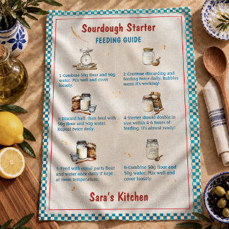 Linge De Cuisine Guide d'alimentation du pain au levain turquoise r
