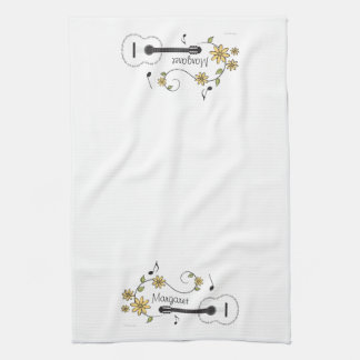 Linge De Cuisine Guitare et fleurs