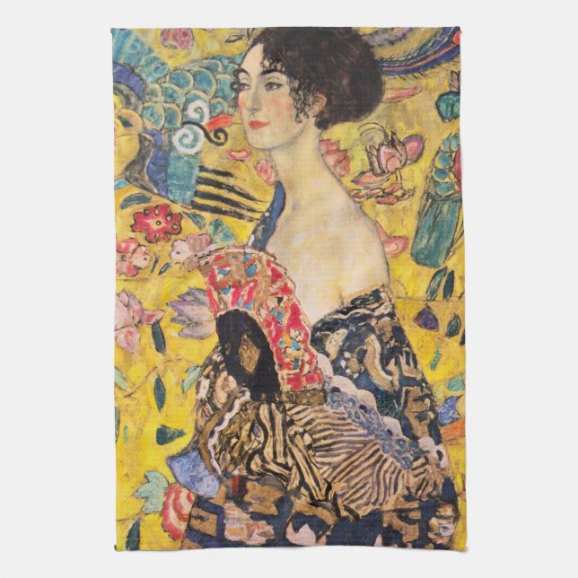 Linge De Cuisine Gustav Klimt - Dame avec ventilateur (Vertical)