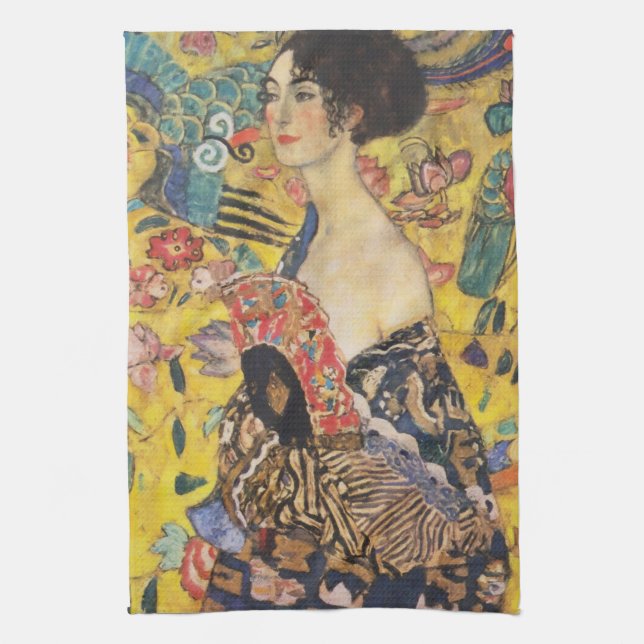 Linge De Cuisine Gustav Klimt Lady With Fan Art Nouveau Painting (Vertical)