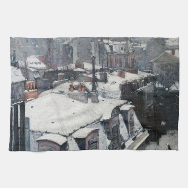 Linge De Cuisine Gustave Caillebotte - Toits dans la neige (Horizontal)