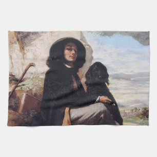 Linge De Cuisine Gustave Courbet - Autoportrait avec un chien noir