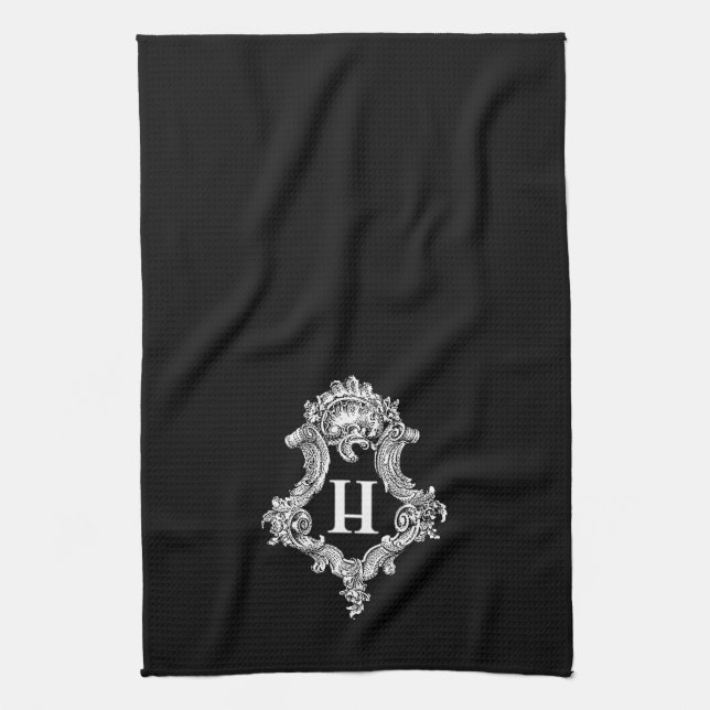Linge De Cuisine H Monogramme initial (Vertical)