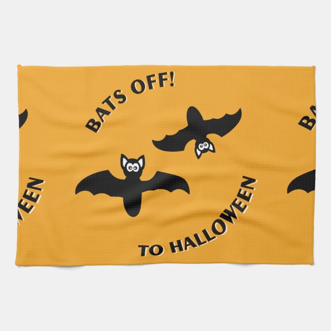 Linge De Cuisine Halloween Bats Orange (Horizontal)