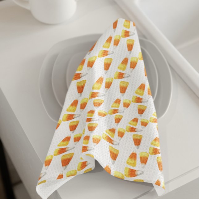 Linge De Cuisine Halloween Candy Corn Aquarelle Motif (Créateur téléchargé)
