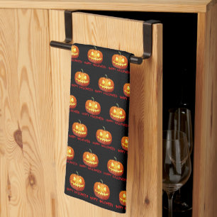 Linge De Cuisine Halloween Citrouille Scare mignon Motif Orange Aut