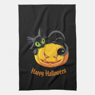 Linge De Cuisine Halloween Cuisine serviette-chat noir