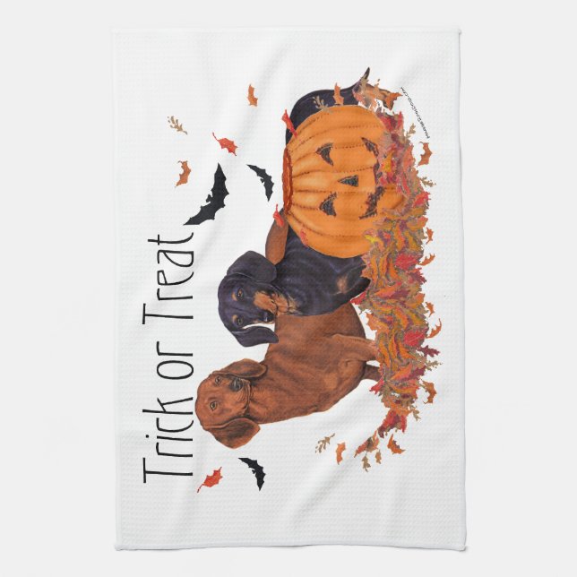 Linge De Cuisine Halloween Dachshunds (Vertical)