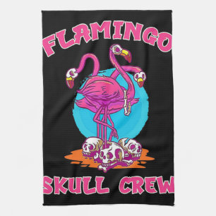 Linge De Cuisine Halloween de l'équipage du crâne Flamant rose Am