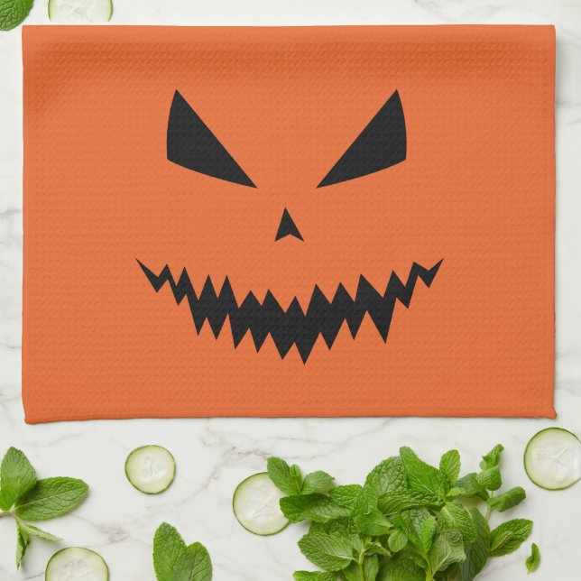 Linge De Cuisine Halloween effrayant Jack OLantern noir visage oran (Plié)