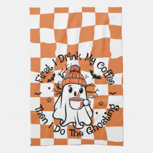 Linge De Cuisine Halloween Fantôme Mignon Café Automne