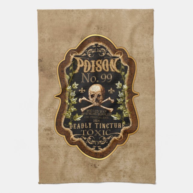 Linge De Cuisine Halloween Gothique Crâne Et Crossbones Potion De S (Vertical)