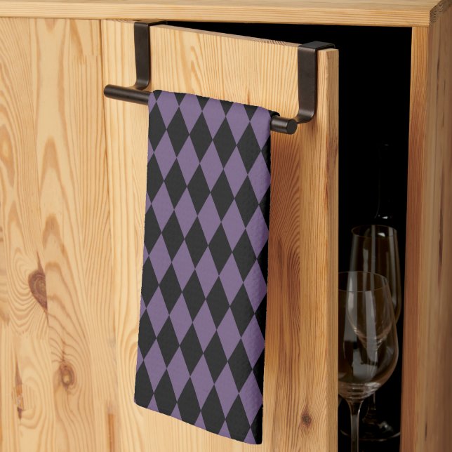 Linge De Cuisine Halloween Motif violet et diamant noir (Pliage en tiers)