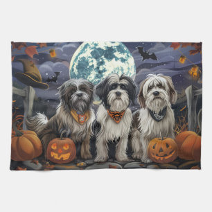 Linge De Cuisine Halloween Tibétain Terrier Éffrayant