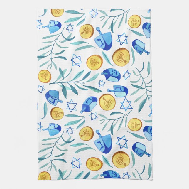 Linge De Cuisine Hanoukka Dreidel Motif de vacances juives (Vertical)
