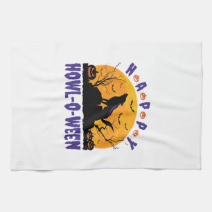 Linge De Cuisine Happy Howl O Ween Hurlement Halloween Chien Essent