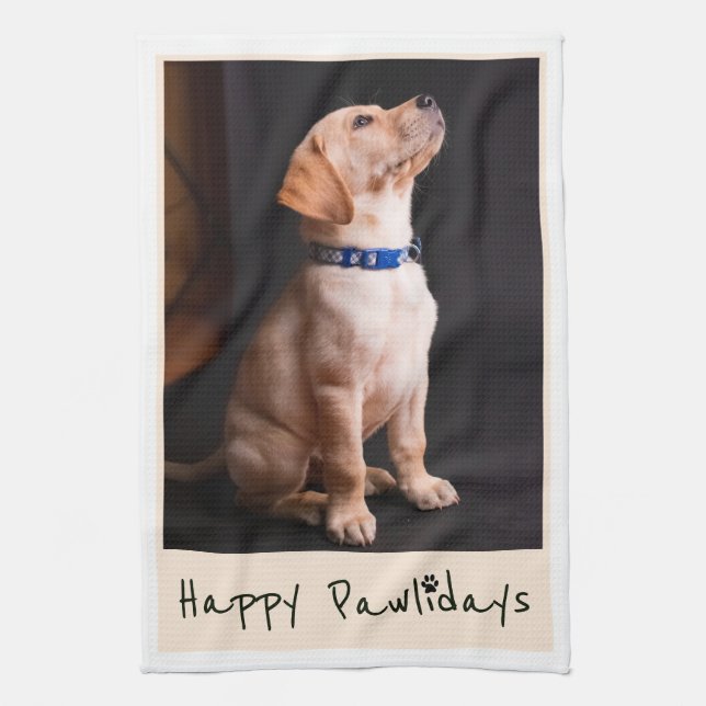 Linge De Cuisine Happy Pawlidays Funny Pun Pet Photo (Vertical)