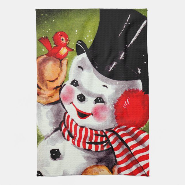 Linge De Cuisine Happy Snowman Vintage (Vertical)