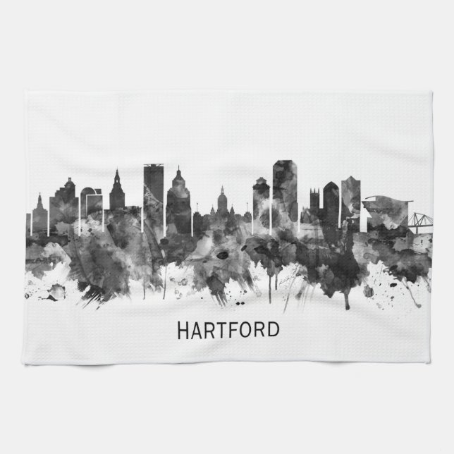 Linge De Cuisine Hartford Connecticut Skyline BW (Horizontal)