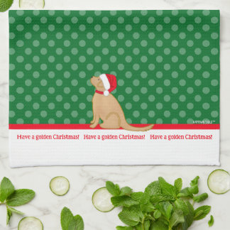 Linge De Cuisine Have a Golden Christmas Dog Green Kitchen Towel