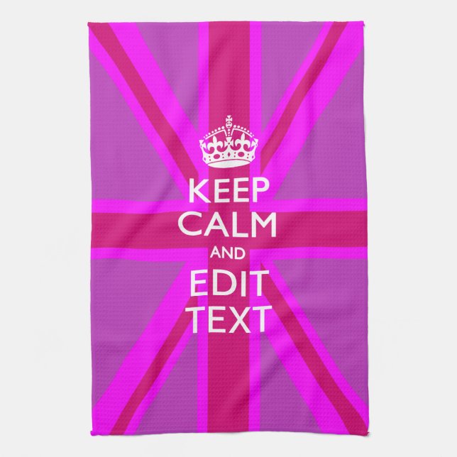 Linge De Cuisine Have Your Keep Calm Text on Pink Union Jack (Vertical)