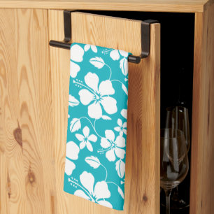 LINGE DE CUISINE HAWAIIAN HULA (HIBISCUS) TURQUOISE