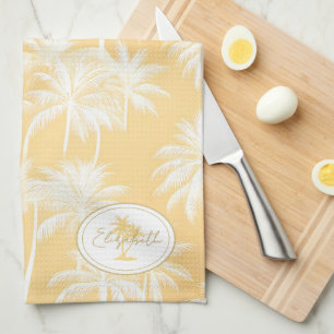 Linge De Cuisine Hawaiian Palm Tree Silhouette Motif Gold ID1093