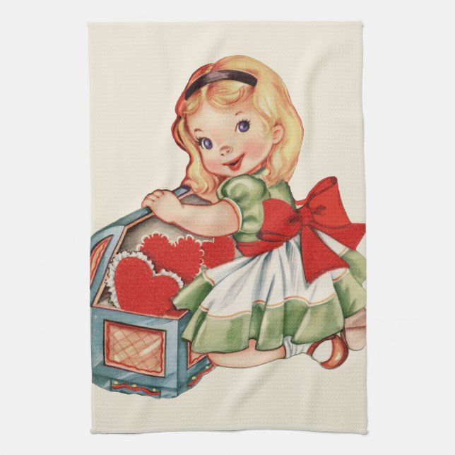 Linge De Cuisine Heart Girl Enfant Retro Enfants mignons (Vertical)