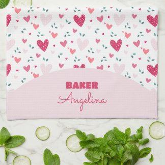 Linge De Cuisine Heart pattern with white dots