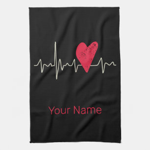 Linge De Cuisine Heartbeat Pulse Heart Valentine's Day or Mother's