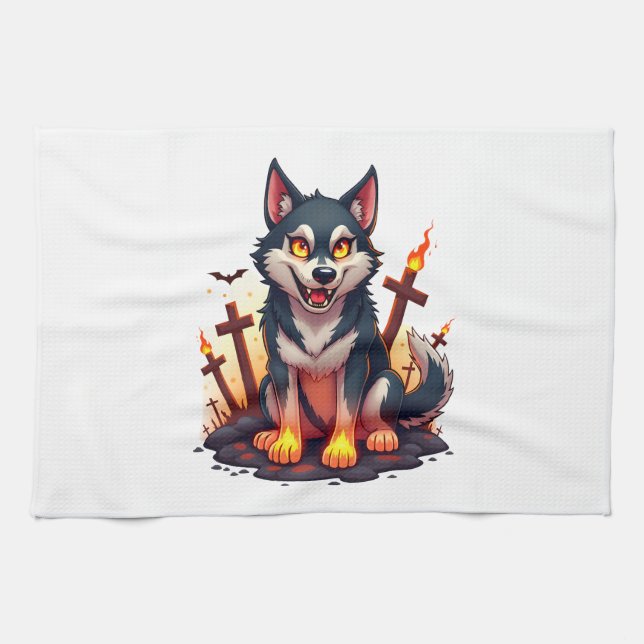 Linge De Cuisine Hellhound Husky Dog (Horizontal)