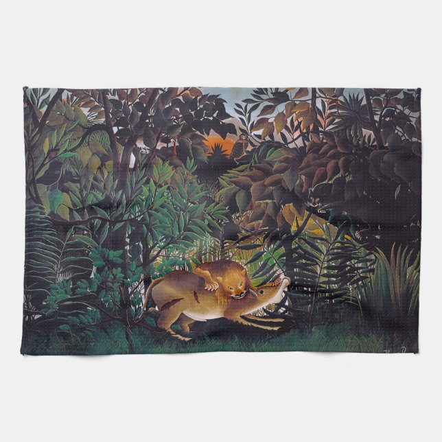 Linge De Cuisine Henri Rousseau - Le lion affamé (Horizontal)