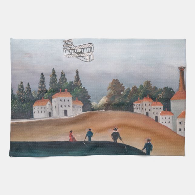 Linge De Cuisine Henri Rousseau - Les Pêcheurs et le Biplane (Horizontal)