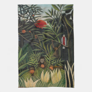 Linge De Cuisine Henri Rousseau - Singes et perroquets en Forêt Vie