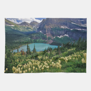 Linge De Cuisine Herbe d'ours au-dessus du lac Grinnell dans les Ma