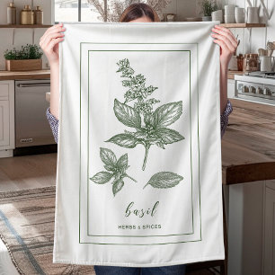 Linge De Cuisine Herbes et épices Plante Basil Green Cuisine Servie