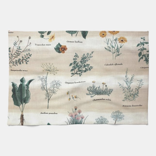 Linge De Cuisine Herbes Fleurs Plantes (Horizontal)