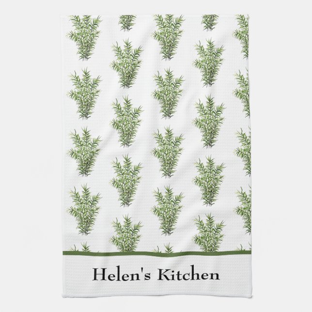 Linge De Cuisine Herbes Rosemary Cuisine Verdure Aquarelle Rustique (Vertical)