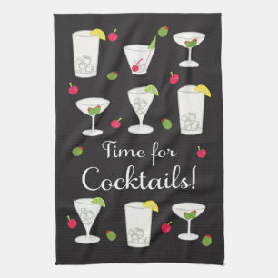 Linge De Cuisine Heure pour noir classique de boissons de cocktails