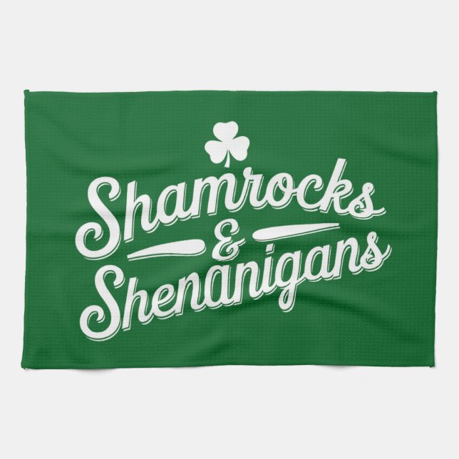 Linge De Cuisine Heureux Jour de la Saint Patrick Lucky Shamrock&Sh (Horizontal)