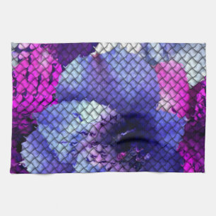 Linge De Cuisine Hibiscus violet tissé Mosaïque look